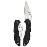 Spyderco Delica 4 Lightweight Folding Utility Pocket Knife with VG-10 Stainless Steel Blade and Black FRN Handle - PlainEdge - C11FPBK