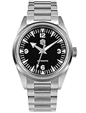 San Martin Watches for Men, NH35 Movement SN0113W Automatic Watch BGW9-Blue Luminous 100M Waterproof Sapphire Crystal Glass Wristwatch with Butterfly Clasp