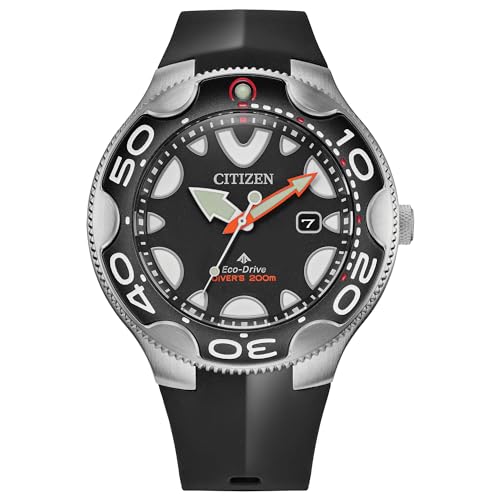 Citizen Promaster Dive Eco Drive Orca Watch, Stainless Steel Case, Black Polyurethane Strap, 3 Hand, ISO Compliant (Model:BN0230-04E)